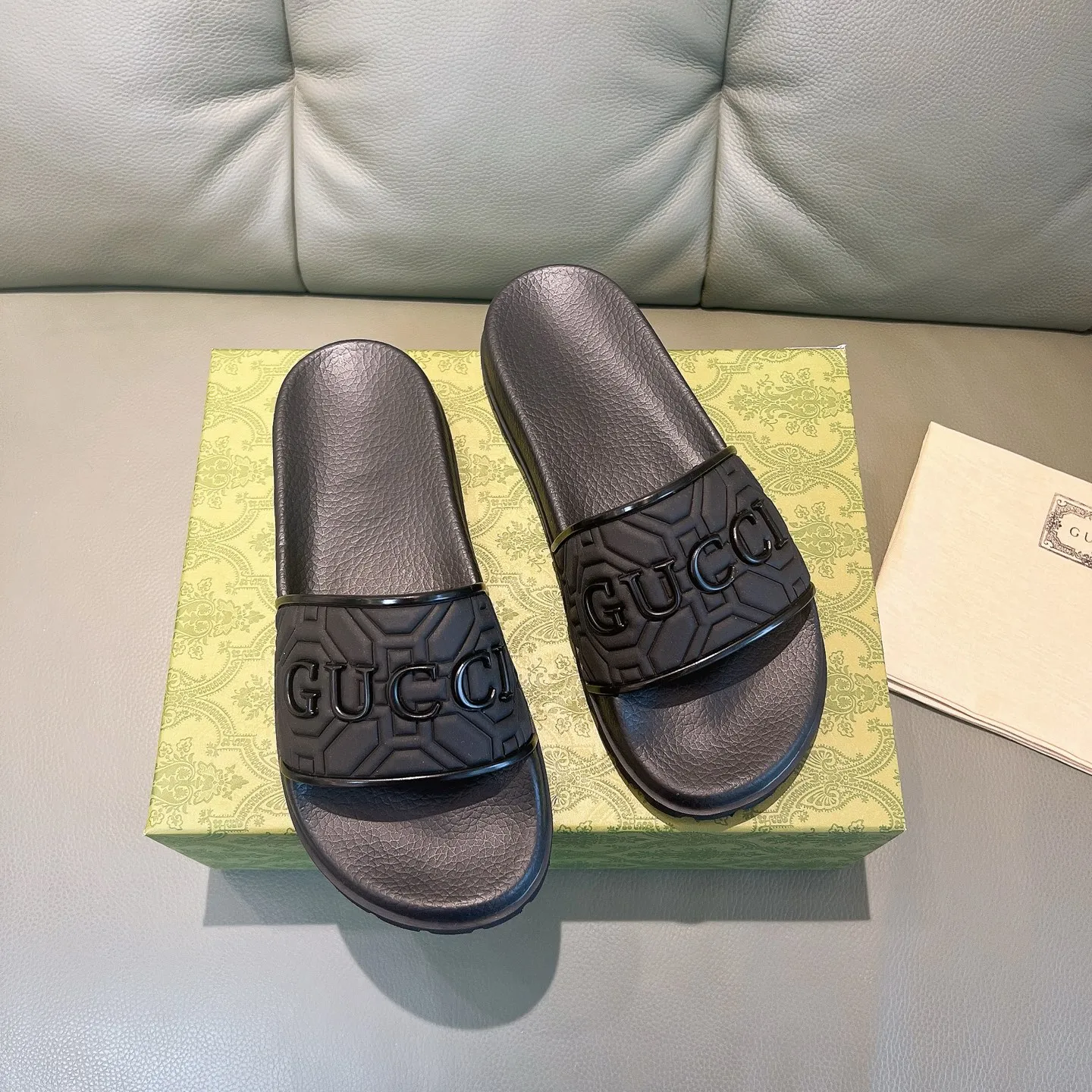 Men's Men's Shoes 130🐮🐮Gucci Gucci Slippers Gucci 2024 latest beach sandals slippers Original molding double G LOGO Original molding consistent Outsole: Men's Men's Shoes u double-layer outsole Size: 35-46